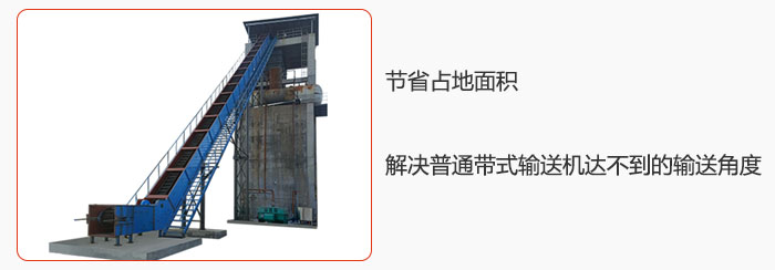 節省占地面積,解決普通帶式輸送機達不到的輸送角度。